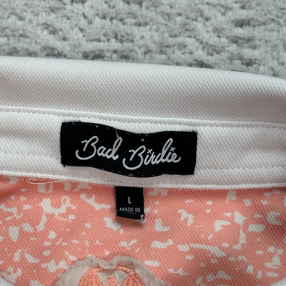 Bad Birdie Men's Golf Polo Shirt Size Large Peach - Picture 3 of 9